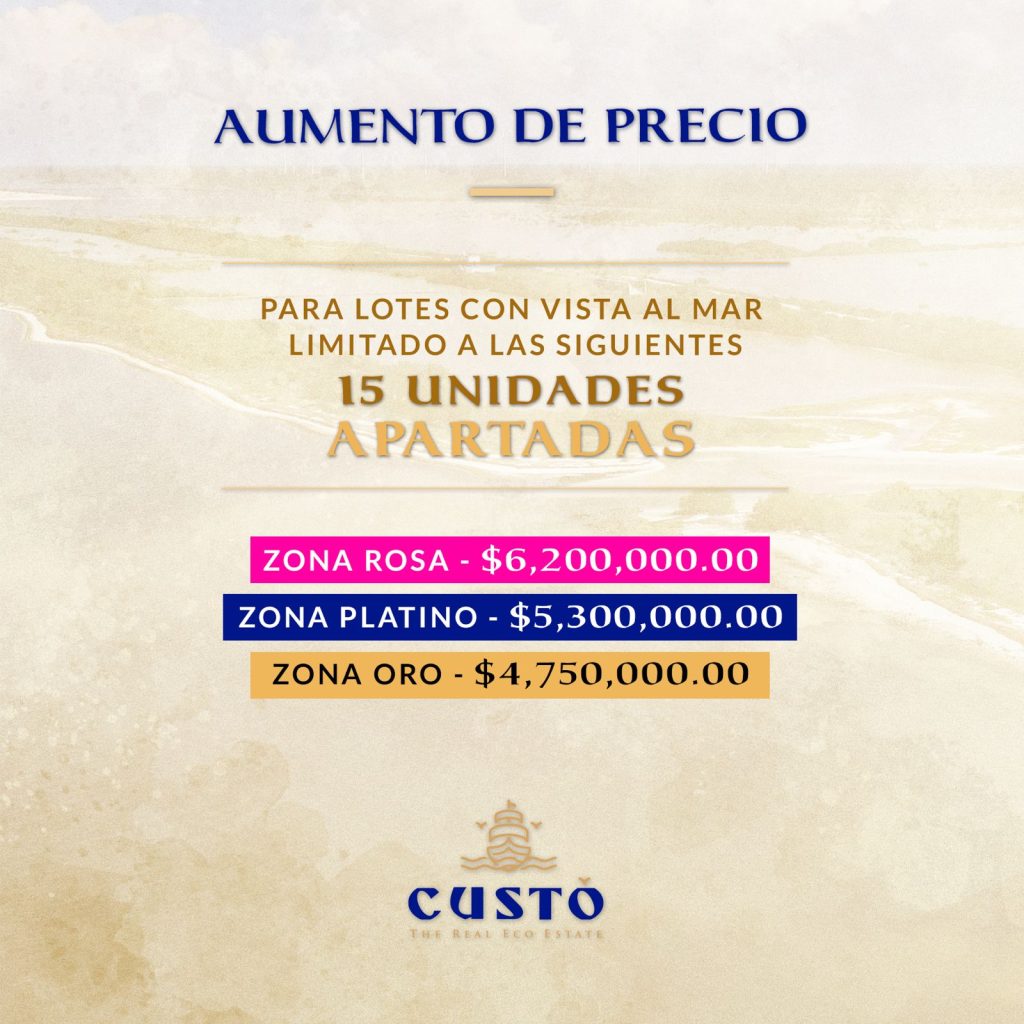 Precios Terrenos CUSTO zona playa rosa platino oro14 Noviembre 2023